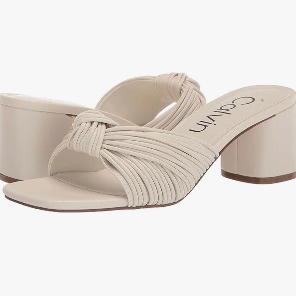 Calvin Klein Women's Beige Block Heel Sandals